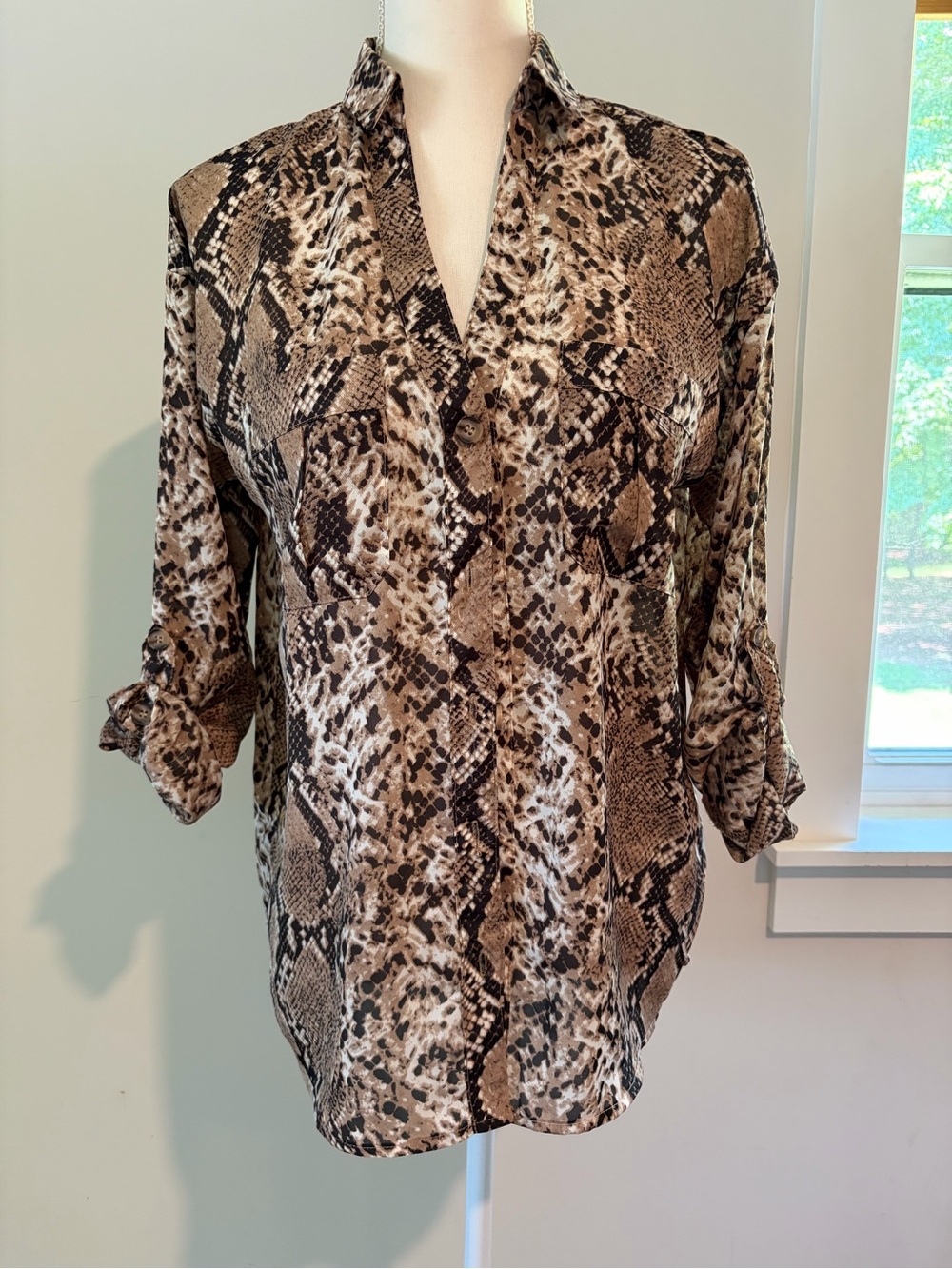 entro Snake-Print Blouse in Brown and Black
